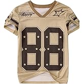 Boy Girl Y2K Jersey Shirt Number Graphic V Neck T-Shirt Kids Football Short Sleeve Tee Sport Summer Casual Tops