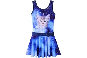 BAOHULU Girls Swimsuit One Piece UPF 50+ Floral Skirted Bathing Suit Modest Beach Swim Dress 3-11 Years