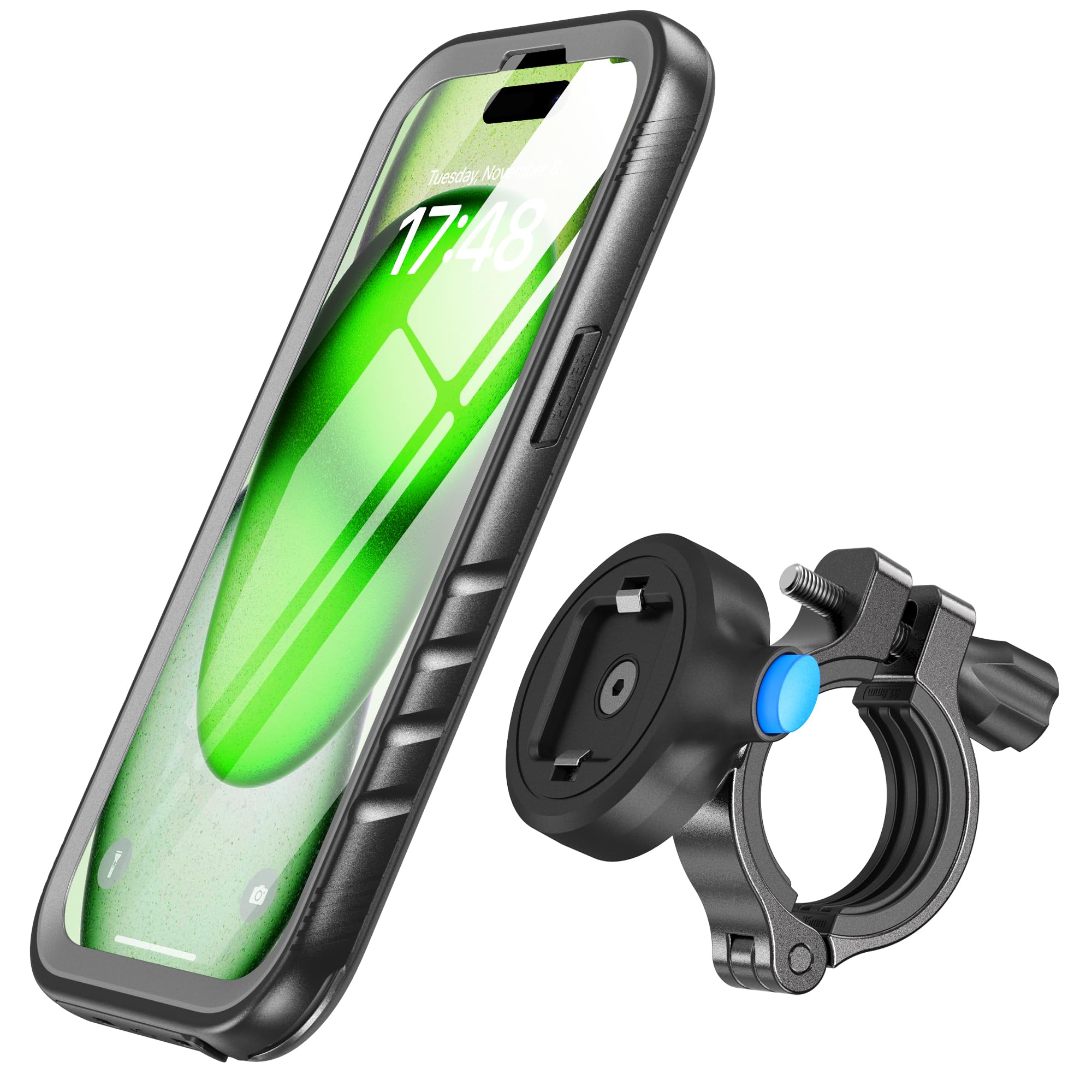 SPORTLINK Bike Phone Holder for iPhone 15 Plus Waterproof - Motorcycle Phone Mount Aluminium 【360° Rotatable/1s Quick Release】 Bicycle Motorbike Handlebar Mountain Hard Bumper