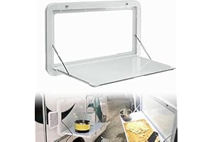 kunghei 31.5" White- Wall Mount Folding Table Caravan RV Flip Fold Down Desk, Floating Desk Shelf for Camper Van Traile, Outdoor RV External Hanging Dining Table Picnic Table Computer Workstation