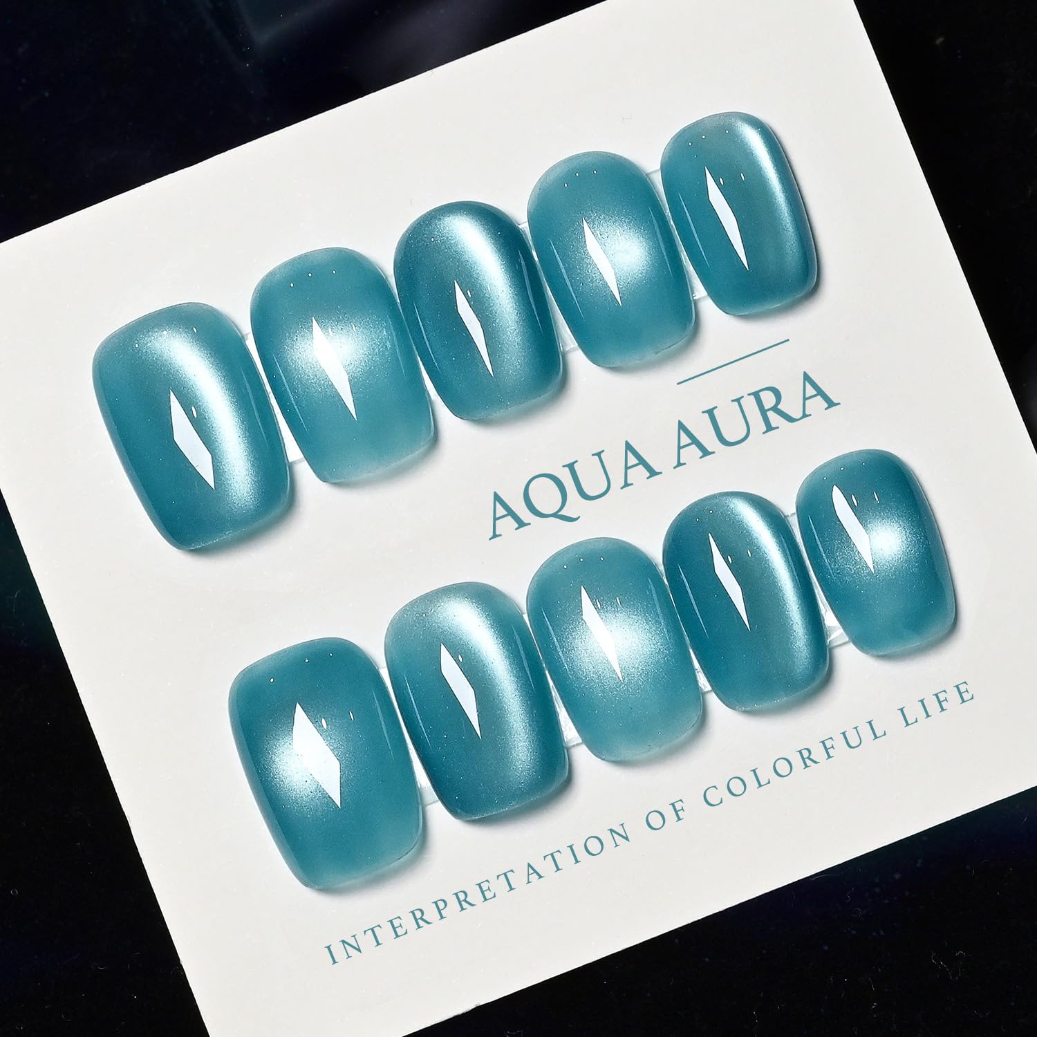 GAOY Jelly Blue Cat Eye Gel Nail Polish, 16ml Glitter Holographic Nail Polish with Magnet, Reflective Translucent UV Gel, 2986 Aqua Aura - Image 6