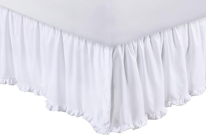 Greenland Home Sasha Bed Skirt, White Twin