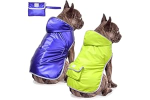 Illumifun Reversible Dog Raincoat, Waterproof Dog Jacket with Hood, Lightweight Dog Rain Coat for Small Medium Large Dogs (Medium)