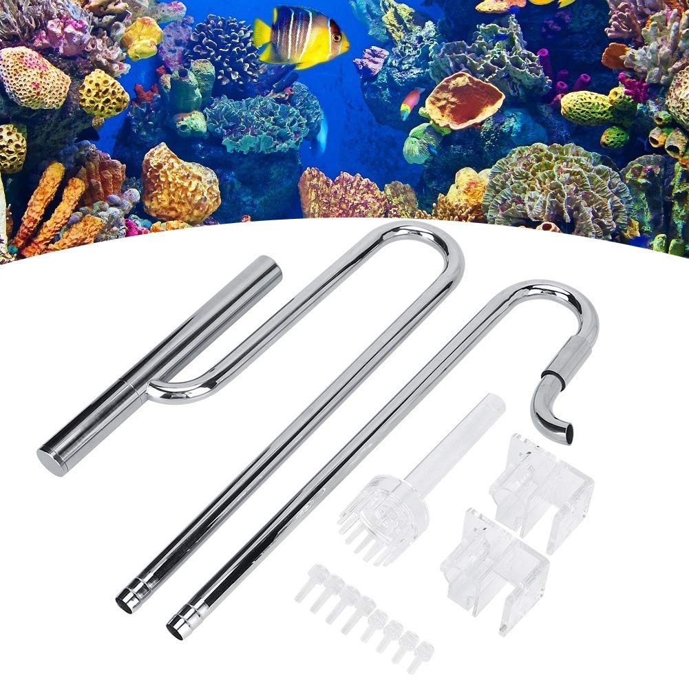 Pssopp Pipe Skimmer, Aquarium Fish Tank Filter Tube Stainless Steel Inflow Outflow Pipes Aquarium Pipe No Skimmer(16MM)