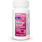 Amazon Basic Care Allergy Relief Diphenhydramine HCl 25 mg, Antihistamine Tablets for Symptoms Due to Hay Fever and Upper Res