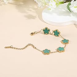 TICVSS Four Leaf Clover Bracelet for Women 18K Gold
