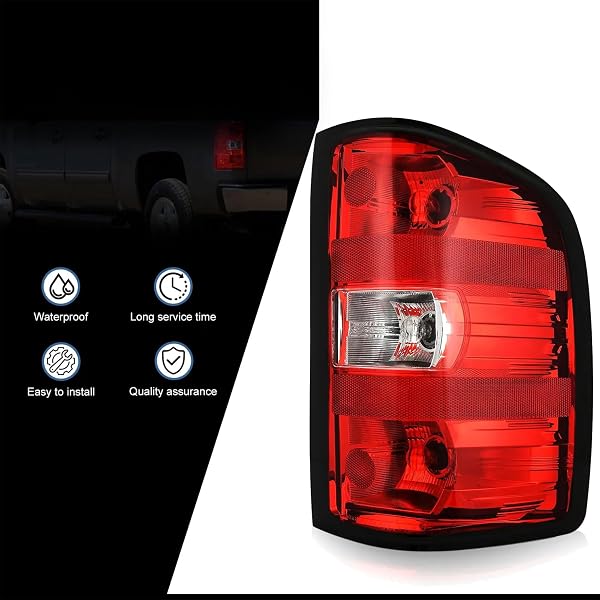 WILDWOLF TAIL LIGHTS ASSEMBLY FOR CHEVY SILVERADO 1500 2500 3500 2500HD 3500HD 2007-2014 REAR BRAKE TURN SIGNAL, BLACK BORDER, REAR RIGHT PASSENGER SIDE