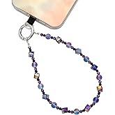 Danni Yan Cell Phone Wrist Strap Crystal Beaded Phone Bracelet Strap For Women Sparkling Beads Wristlet Lanyard Beaded Chain (Night Purple)