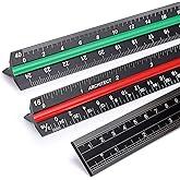 BTSKY 3 Pack 12 Inches Architectural Scale Ruler Engineering Imperial Scale Ruler with Standard Metric&Imperial Conversion Dr