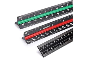 BTSKY 3 Pack 12 Inches Architectural Scale Ruler Engineering Imperial Scale Ruler with Standard Metric&Imperial Conversion Dr