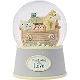 Precious Moments "Overflowing with Love" Noah's Ark Inspired Musical Resin Snow Globe, Sentimental Nursery Décor, Ideal Baby Shower or Holiday Figurine Gift, 173432