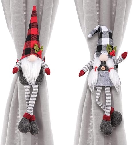 aceshop juego de 2 hebillas para cortina de navidad corbata de cortina de muneco de nieve de papa noel para decoraciones de ventana adornos de