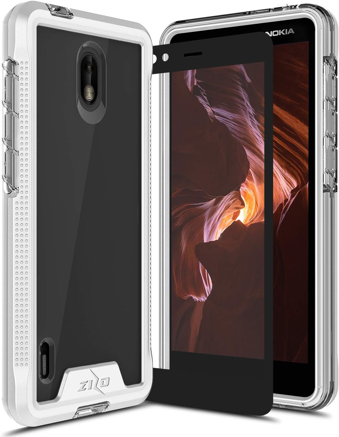 Zizo Ion Series Compatible with Nokia 3.1 C Case Military Grade Drop Tested with Tempered Glass Screen Protector Silver Clear
