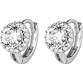 Gemynix 14K Gold Plated Cubic Zirconia Huggie Hoop Earrings, Small Dainty Crystal Huggie Earrings for Women