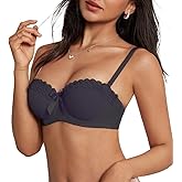 changlizi Balconette Bra for Women,Lace Underwire Push Up Bras Cute Padded Low Cut Everyday Bras