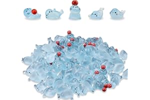 Sekonow 100 Pack Mini Glow in The Dark Resin Animals Seal Figures, 5 Styles Luminous Little Sea Creatures Ocean Cute Miniatur