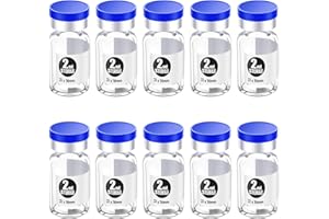 Biocomma 2ml 10pcs Sterile Empty Vial with Plastic Aluminum Caps，Penicillin Bottle 13mm Crimp Top Sterile Transparent Borosilicate Lab Sample Vial (Transparent)