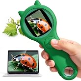 Nature Exploration Microscope for Kids, 500X Portable Microscope-Green | 2-inch IPS Screen, 8 Adjustable LEDs, Macro Autofocus, Built-in Photo Storage, USB-C Charging and Windows PC Viewing