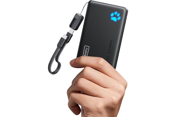 INIU 45W Fast Charging Portable Charger, Smaller 10000mAh Travel Power Bank | Flight-Safe, Detachable USB C Cable, Travel Essential, External Battery Phone Pack for iPhone 17 Samsung S26 iPad etc