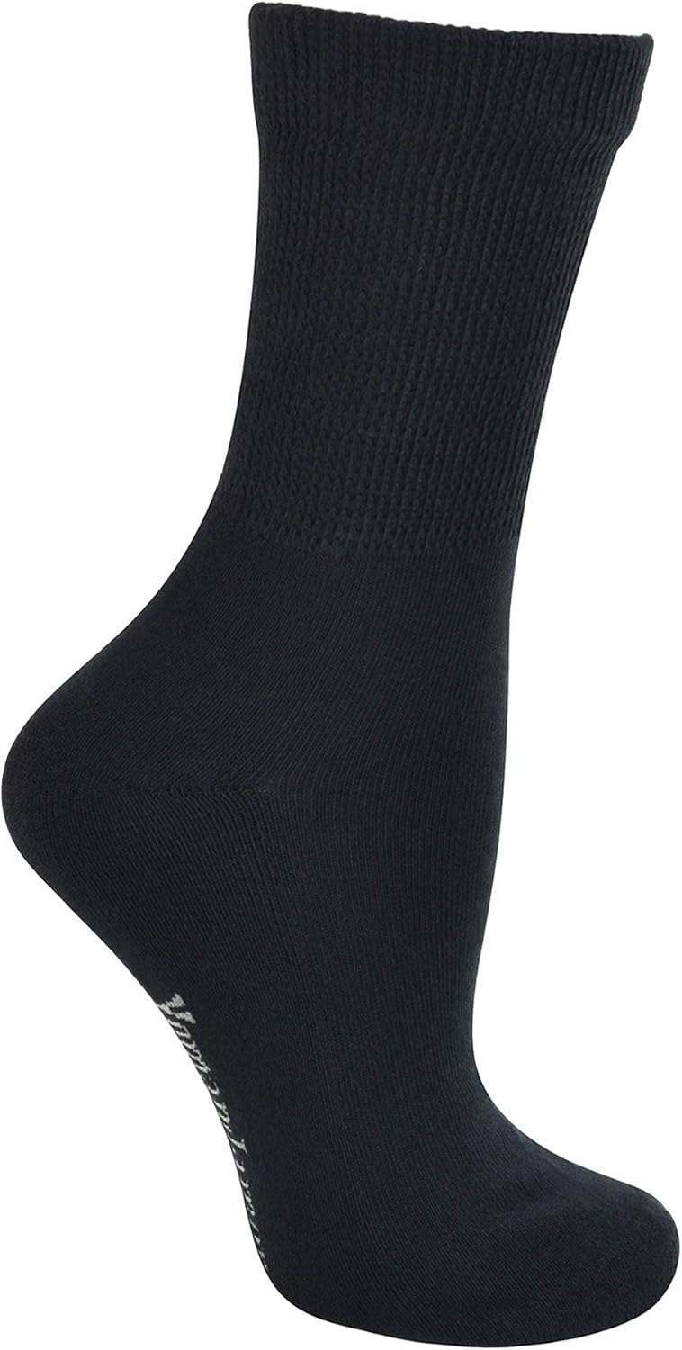 Yomandamor Women's 5 Pairs Non-Binding Cotton Crew Diabetic/Dress Socks with Seamless Toe and Cushion Sole: Clothing