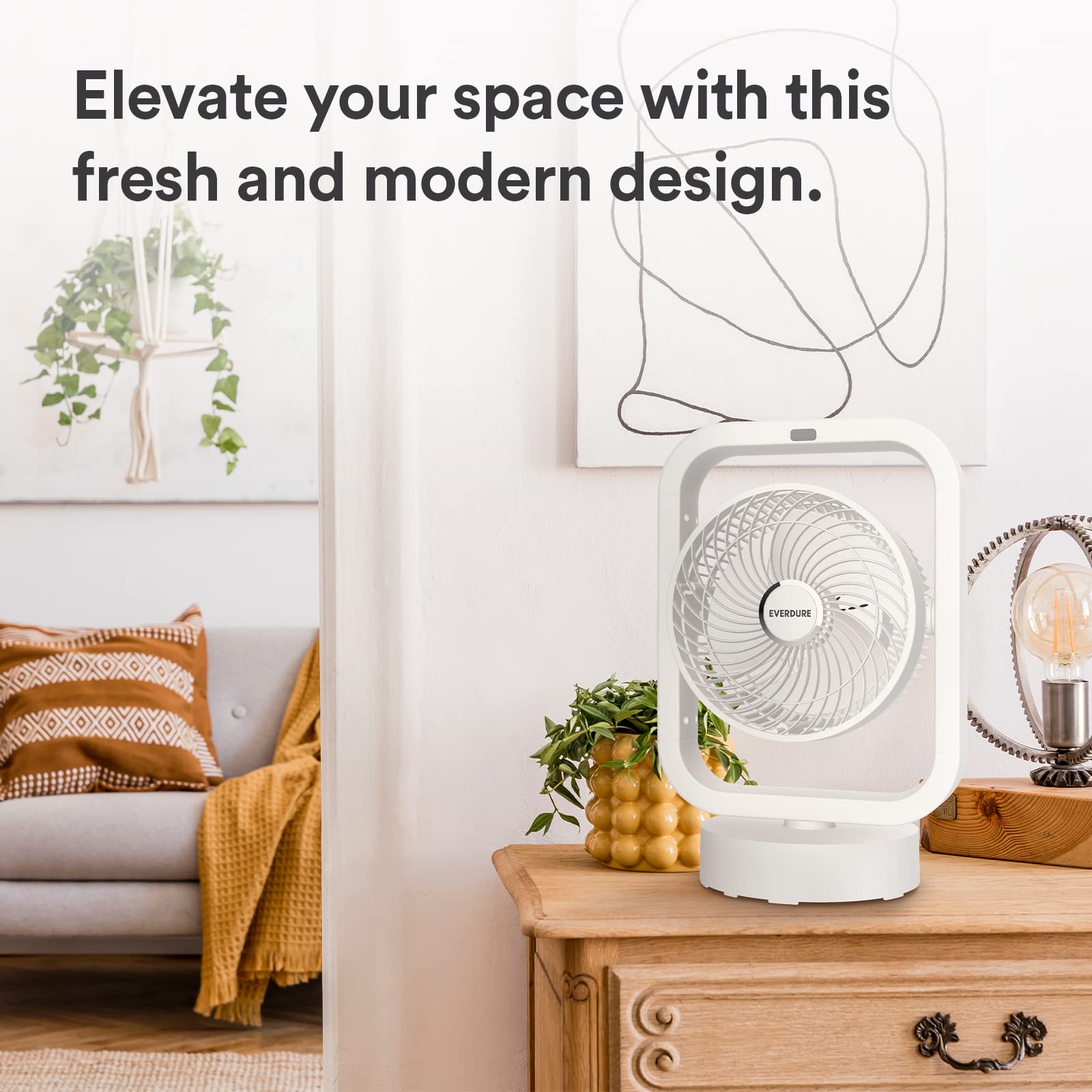 Everdure 10” Oscillating AC Floor, Desk or Table Fan, 4 Speed Settings, Targeted Airflow Control, Remote Control Included, Portable, Perfect for Bedroom, Living Room, Home Office, Black