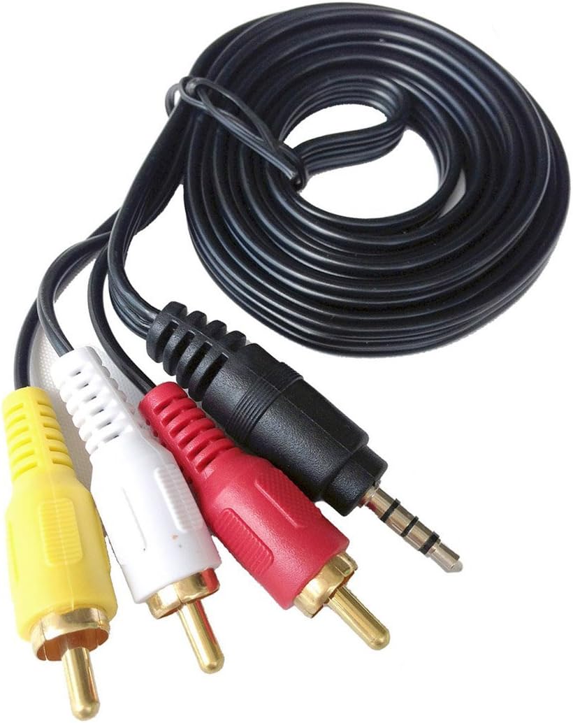 HTTX 3.5mm Male Plug to 3 RCA Camcorder Audio Video A/V Cable Gold Plated 5ft