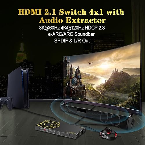 8K@60Hz 4K@120Hz Switch in Out with eARC,ARC Audio