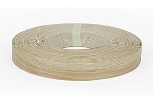 FD FURNDIY Furndiy Red Oak 7/8" x 50' Roll Pre-Glued Wood Veneer Edge Banding, Iron-on With Hot Melt Adhesive, Real Wood Tape for Easy Furniture Restoration, Smooth Surface, Based in USA