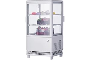 Takywep Commercial Refrigerator Display Case 2 Cu.FT, Two Glass Door Display Refrigerator Display Fridge, Countertop/Floor Refrigerator with LED Lighting, Adjustable Shelves, Double-Layered Glass