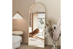 NEUWEABY Full Length Mirror, 64"x21" Arch Mirror Floor Mirror with Stand, Gold Arched Full Body Standing or Leaning Mirror for Bedroom, Living Room