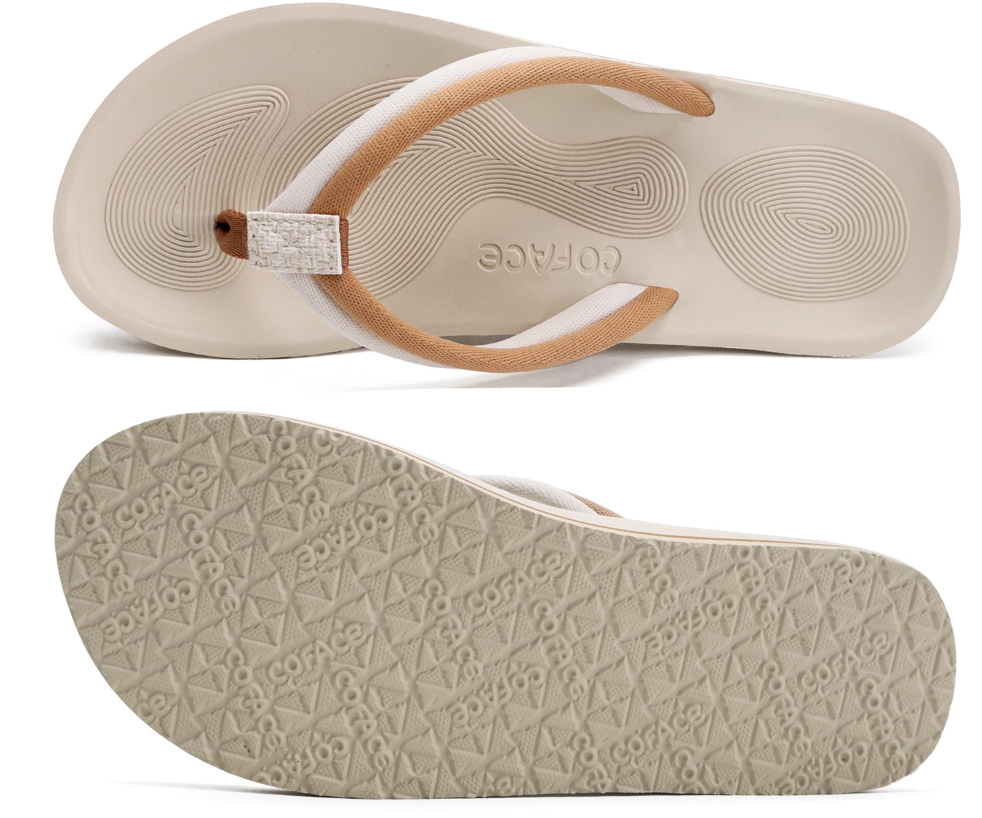 COFACE Damen Zehentrenner Sommer Flip Flops Frauen Bequem Mode Plateau Pantoffeln Sandalen Bade Strand Sport Zehentrenner rutschfest Gummifu ßbett EU38 weiß 7