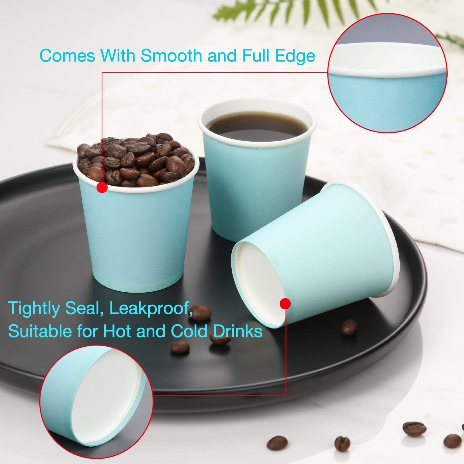 [300 Pack] 3 oz Paper Cups, Sky Blue Mouthwash Cups, Disposable Bathroom Cups, Espresso Cups, Paper Cups for Party, Picnic, BBQ, Travel, and Event: Kitchen & Dining