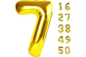 KELFUOYA 40 Inch Gold Balloon Number 7 First Birthday Jumbo Mylar Foil Helium Balloon for 17 27 37 Birthday Digital for 70th Party Wedding Anniversary Party Decorations
