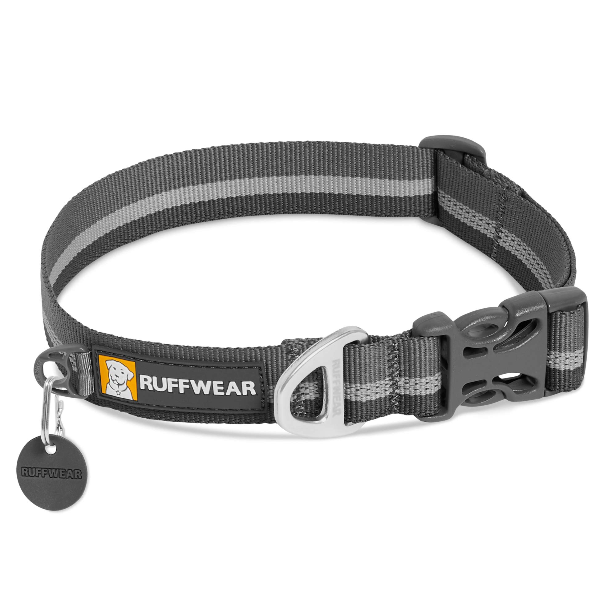 RUFFWEAR Crag Dog Collar, Reflective and Comfortable Collar for Everyday Use, Granite Grey, 14"-20"