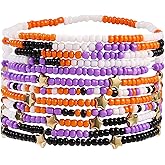 12Pcs Halloween Bracelet Set Cartoon Ghost Pumpkin Spider Multilayer Stackable Bracelet Colorful Beaded Spooky Treat or Trick Letter Stretch Bracelet for Women Halloween Costume Cosplay Jewelry