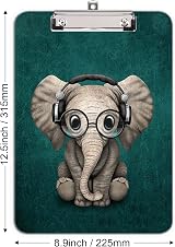 Hnogri A4 Clipboard Plastic Clip Board Low-Profile Elephant Design view 5