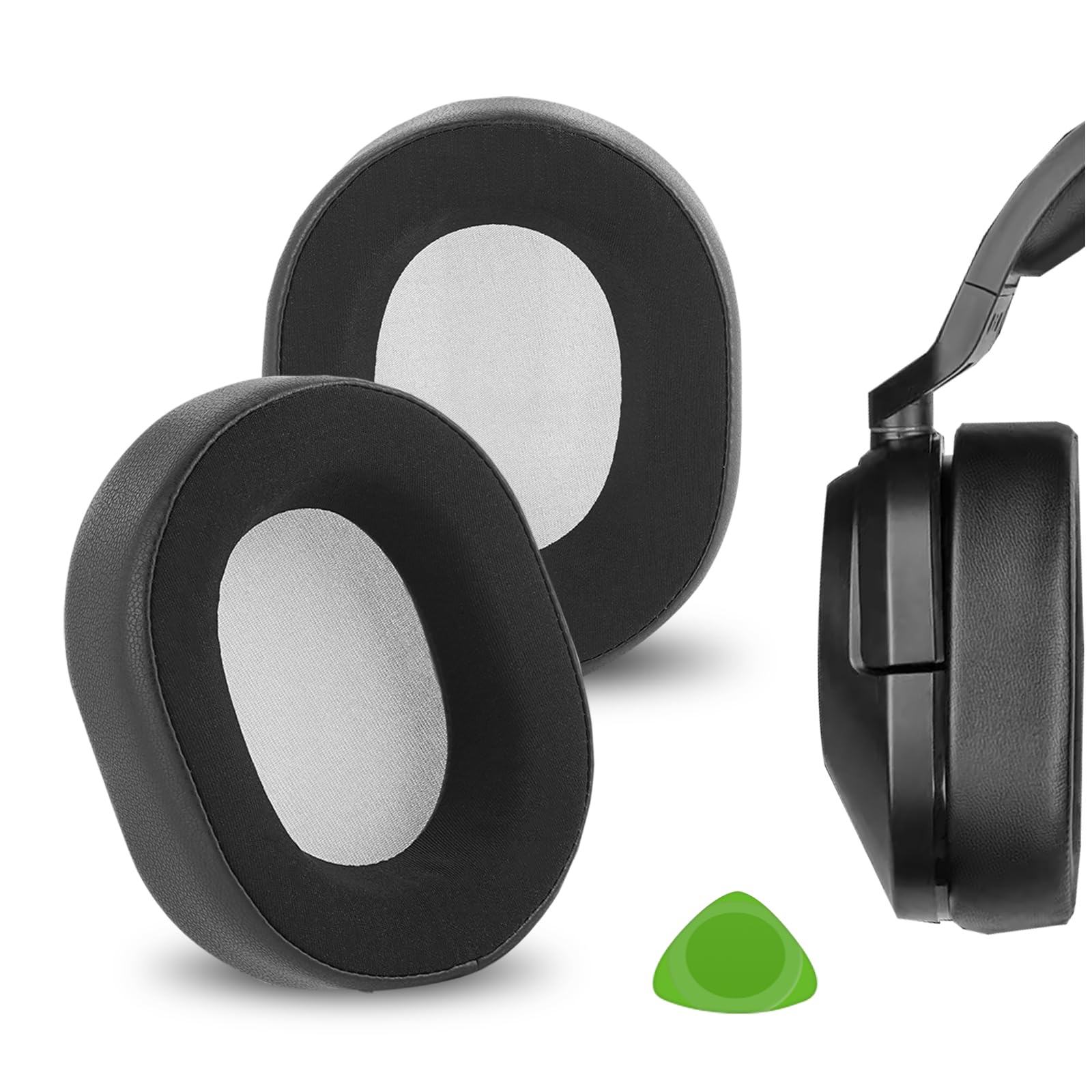 Geekria Comfort Ice Silk Replacement Ear Pads for Corsair HS65, HS55 Headphones Ear Cushions, Repair Parts (Black)