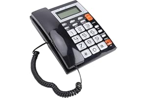Tangxi Corded Landline Telephone, 16 Digit Screen, Caller ID Date Time Display, Big Buttons Speakerphone with Flash, Re Dial,