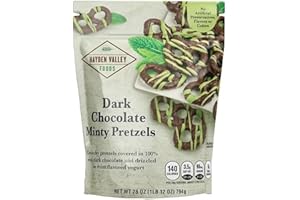 Hayden Valley Foods Dark Chocolate Minty Pretzels - 28 oz Resealable Bag - Bulk Flavored Pretzels - No Artificial Preservatives, Flavors or Colors