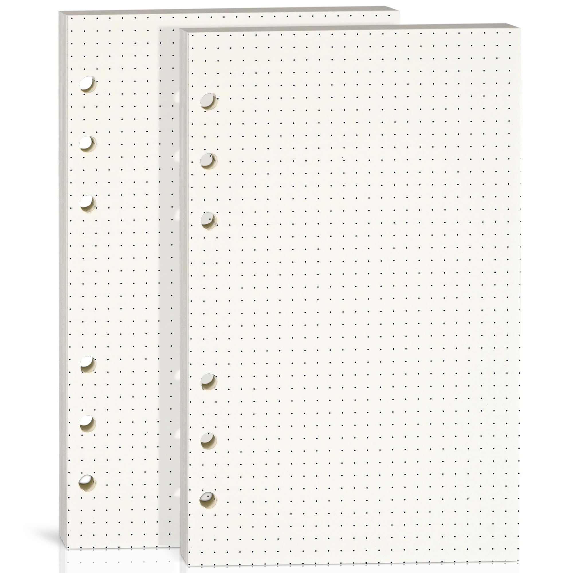 Bidponds 2 Packs A6 Dot Grid Paper,100GSM Thick,6-Hole Punched,Dotted Paper Refill for Planner/Binders/Organizer,80 Sheets (160 Pages),6.69 x 4.13 Inch,Beige