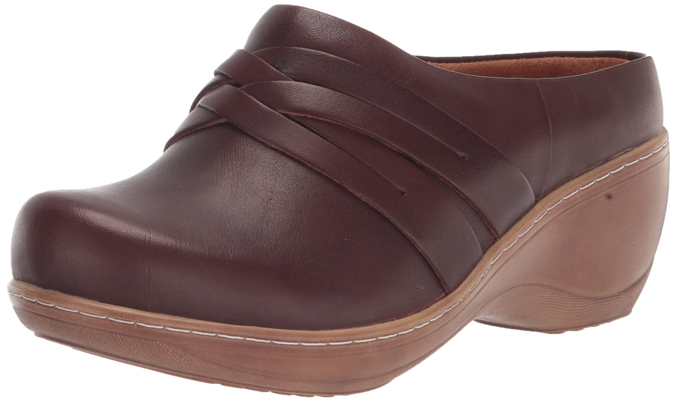 SoftWalk Women’s Clog Mule, Dark Brown, 10.5 Wide