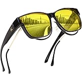 FEISEDY Night Vision Driving Glasses Anti Glare Fit Over Glasses for Men Women Polarized Nighttime B0250