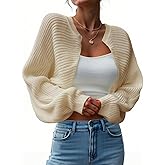 Yousify Women's Bolero Shrug Sweater Open Front Cropped Cardigans Knit Fall Trendy Casual Long Sleeve Y2K Tops
