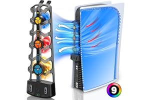 FEGLIEA PS5 Cooling Fan, Playstation 5 Cooler Fan with 3 Adjustable Speeds, Quiet PS5 RGB Cooling System, Efficient Accessories with 2.0 USB HUB, for PlayStation 5 Disc and Digital Edition, Not for PS5 Slim