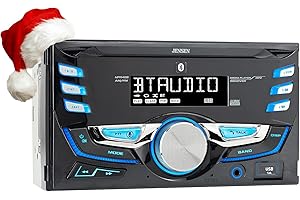 JENSEN MPR420 7 Character LCD Double DIN Car Stereo Receiver | Push to Talk Assistant | Bluetooth Hands Free Calling & Music Streaming | AM/FM Radio | USB Playback & Charging | Not a CD player