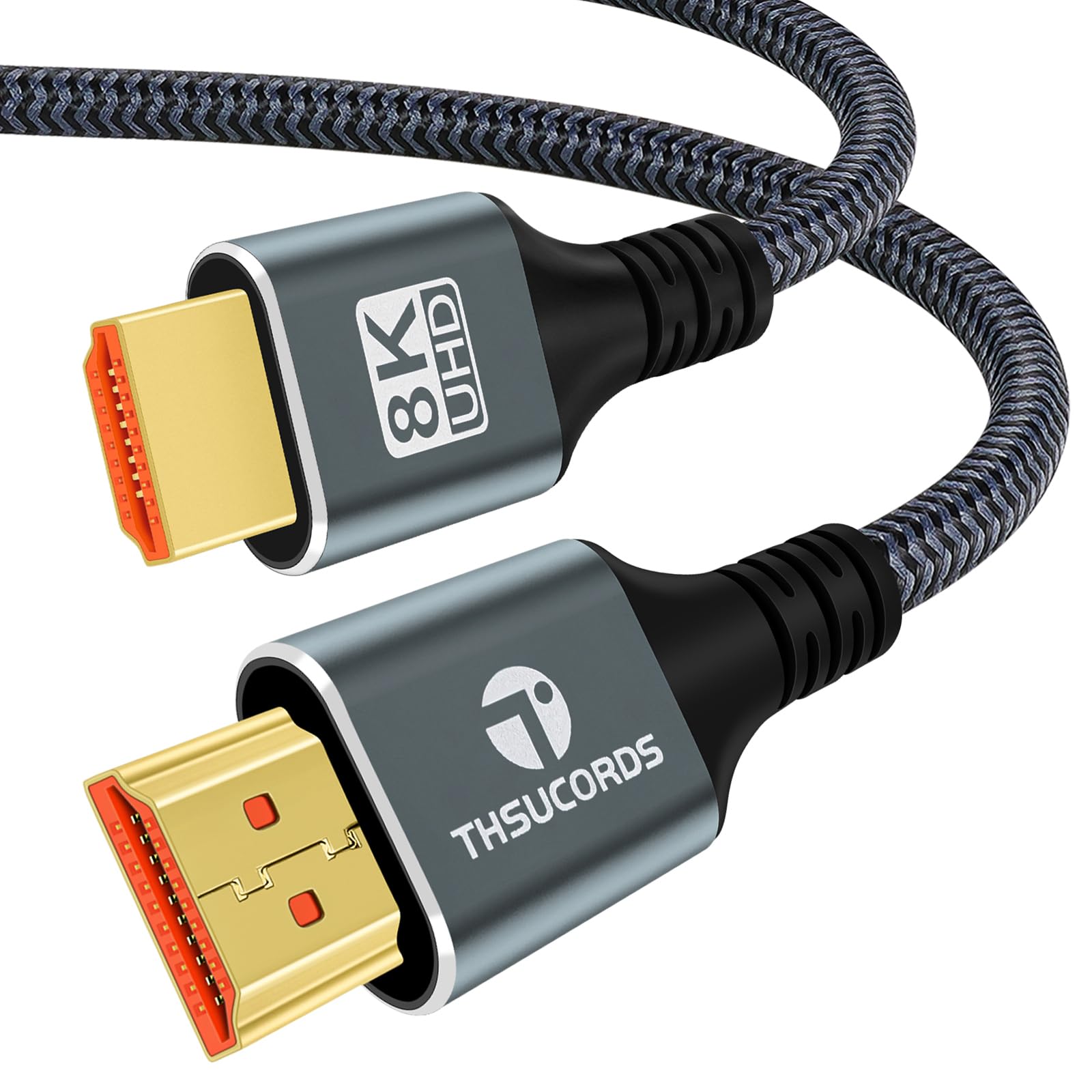 Thsucords 8K HDMI Cable 2.1 2M, High Speed Braided HDMI to HDMI Cord Supports 8K@60Hz, 4K@120Hz 144Hz 48Gbps Compatible with Roku TV/PS5/HDTV/Blu-ray