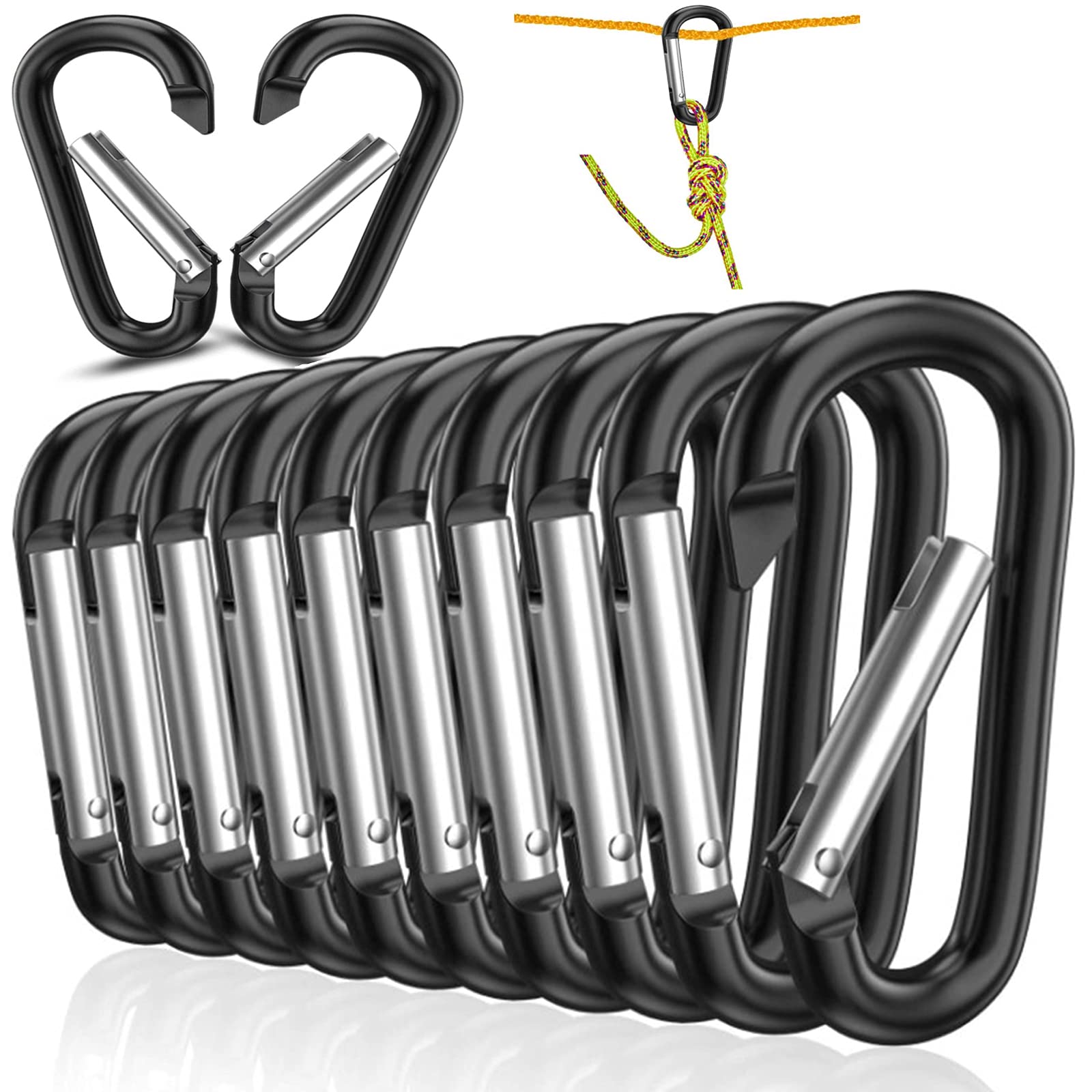 Carabiner Key Pendant Black Aluminium Carabiner Small Small Carabiner Key Pendant Camping Travel Hiking Key Ring Clip D Shape Carabiner Set for Hiking Cycling Camping