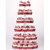 YestBuy Cupcake Stand, 6 Tier Large Cupcake Tower Display, Round Cupcake Holder, Acrylic Dessert Stand, Pastry Display Tree for Party, Wedding, Baby Shower