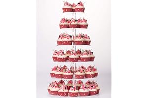 Cupcake Stand, 6 Tier Large Cupcake Tower Display, Round Cupcake Holder, Acrylic Dessert Stand, Pastry Display Tree for Party