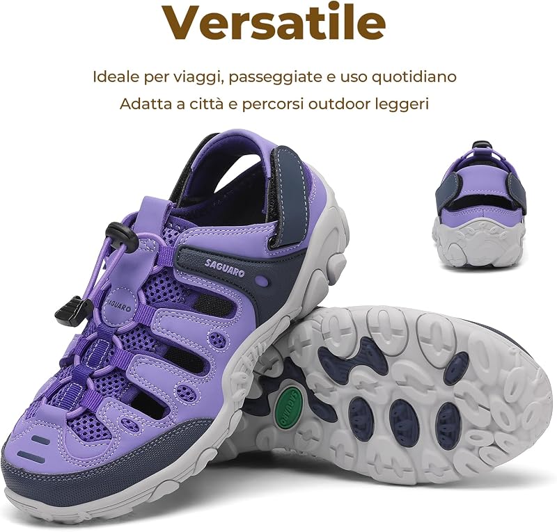 Sandali Trekking Donna Leggeri Traspiranti, Viola 37
